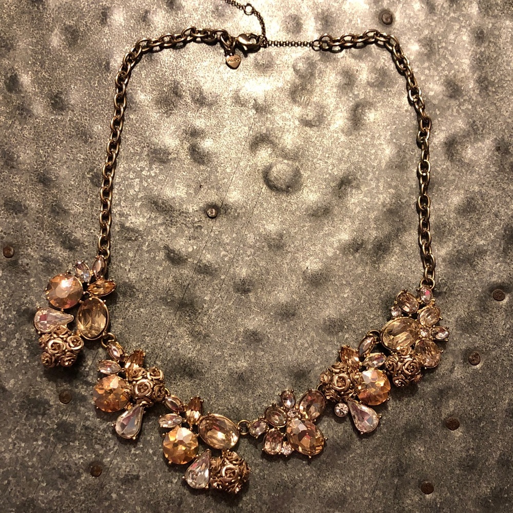 Aldo Sparkling Gold and Yellow Crystal Statement Necklace